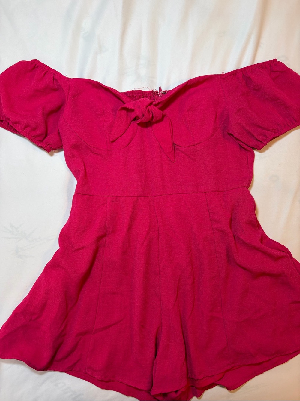 Trac Hot Pink Smocked Romper